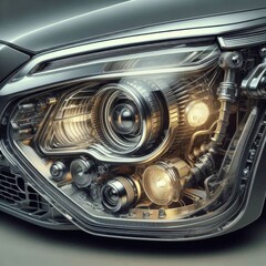 Obraz premium close view of the front light of the car