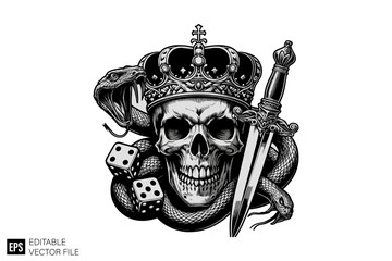 Fototapeta premium Dark art scary skull head vector design ideas templates