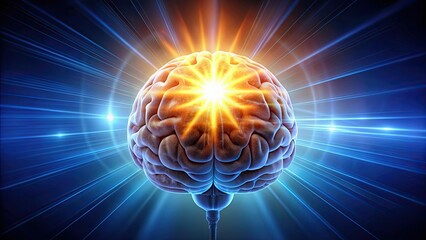 A glowing brain symbolizing intelligence, creativity, and enlightenment , brain, light, glowing, intelligence