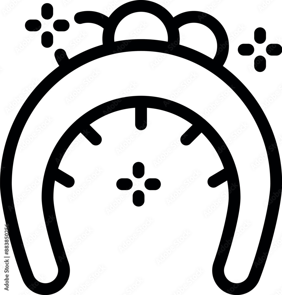 Poster simple line icon of a speedometer with the needle pointing at the maximum speed