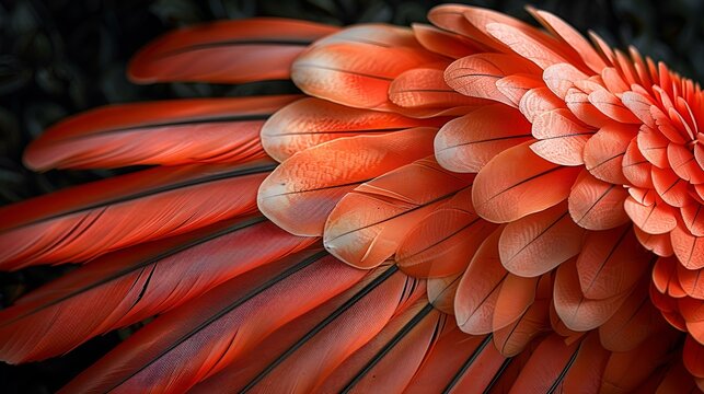Close-up of a large orange bird with vibrant feathers. - Powered by Adobe