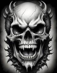 Fototapeta premium skull black and white