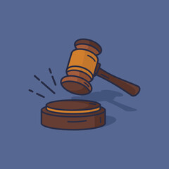 wooden hammer sign of law and justicevector illustration.cartoon style.suitable for icon or symbol