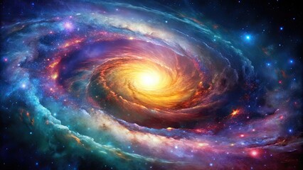 A mesmerizing photo of a stunning galaxy with vibrant colors and swirling patterns, space, stars, universe, astronomy