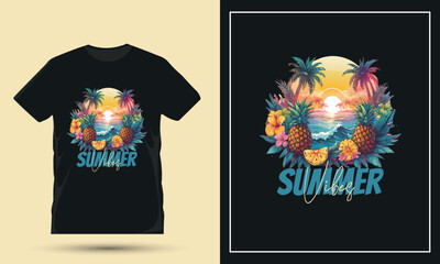 Summer holiday vacation t shirt design with beach vibes, tourism creative design