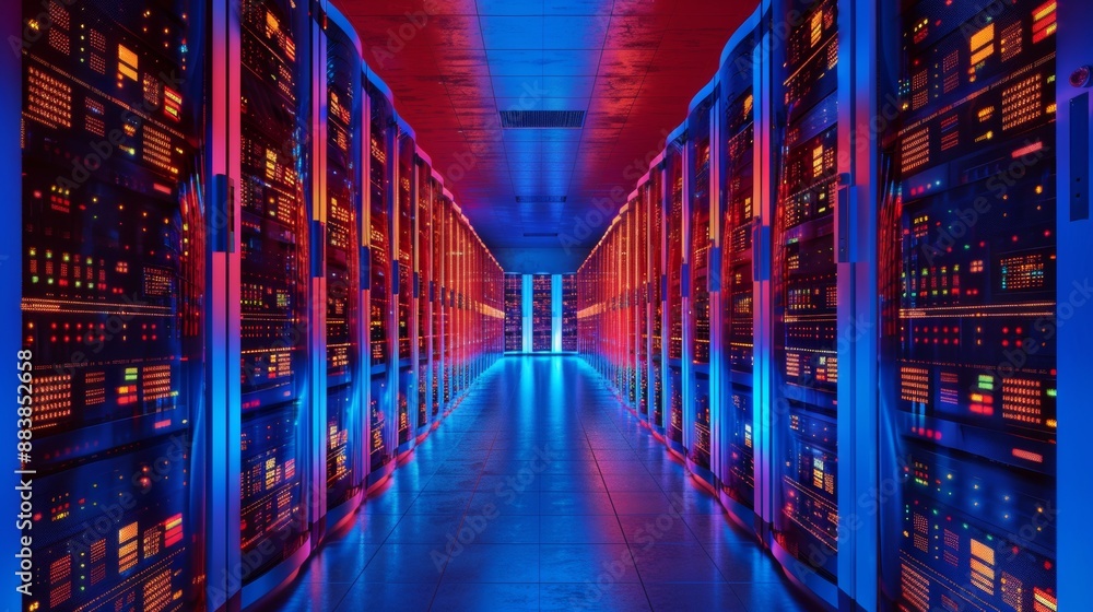 Poster data centers store and protect vast amounts of information in servers. these facilities are used for