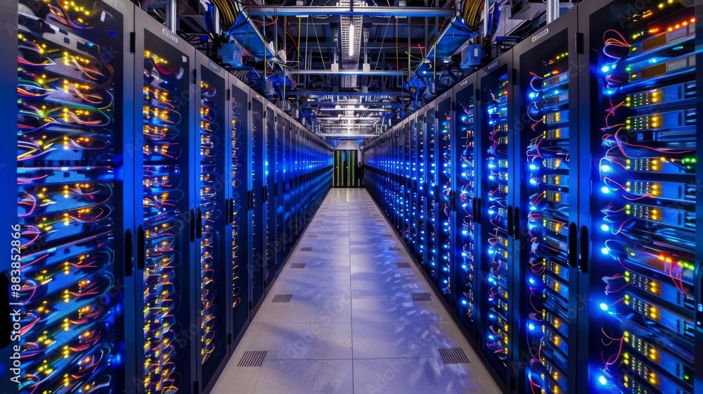 Poster data centers store and protect vast amounts of information in servers. these facilities are used for