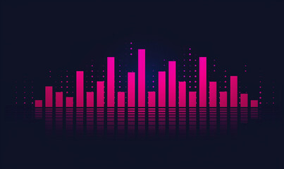 Fototapeta premium 3d render, abstract panoramic background, neon light, laser show, impulse, equalizer chart, ultraviolet spectrum, pulse power lines, quantum energy impulse, violet glowing dynamic