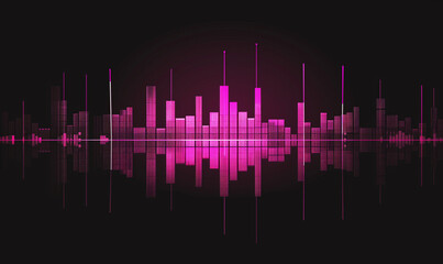 3d render, abstract panoramic background, neon light, laser show, impulse, equalizer chart, ultraviolet spectrum, pulse power lines, quantum energy impulse, violet glowing dynamic