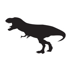 T-rex tyrannosaurus silhouette. Vector illustration growling screaming tyrannosaurus rex dinosaur silhouette isolated on white background. Standing dino logo icon, side view.