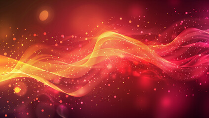 Abstract background with a orange and golden Graphic wave and glowing dots