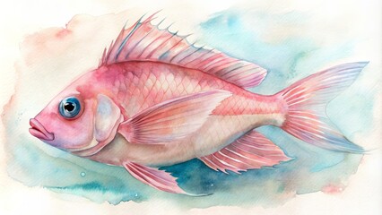 Obraz premium Soft watercolor illustration of a pink anthias.
