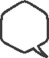 Pixel hexagon speech bubble for game design and chart. Retro chat box for dialog comment and messages. Conversation balloon shape. 8 bit cartoon element