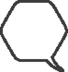 Pixel speech bubble for game design and chart. Retro chat box for dialog comment and messages. Conversation balloon hexagon shape. 8 bit cartoon element