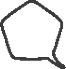 Pixel speech bubble for game design and chart. Retro chat box for dialog comment and messages. Conversation balloon pentagon shape. 8 bit cartoon element