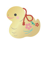 2025　年賀状　テンプレート　土鈴　巳年　巳　へび年　かわいい　シンプル　フレーム　背景