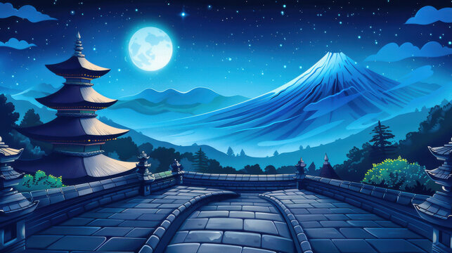 Vivid illustration depicting Nyepi, Day of Silence in Bali, with night symbols.