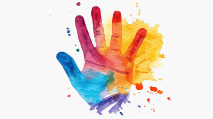 Vibrant illustration of a handprint with colorful powder for Holi celebration. Festive and creative artwork.