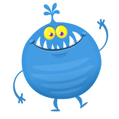 Funny cartoon monster character. Illustration of cute and happy alien creature for Halloween party decoration or package design. Vector isolated