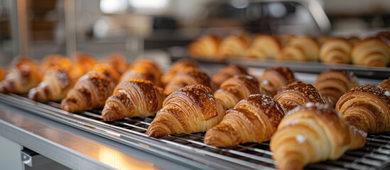 Golden Brown Croissants on a Cooling Rack
