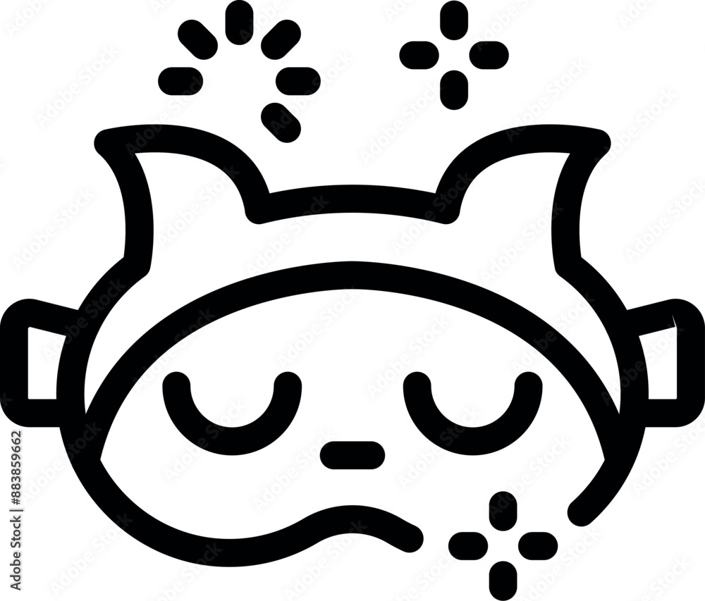 Poster cat sleeping mask is representing the concept of insomnia and the difficulty of falling asleep