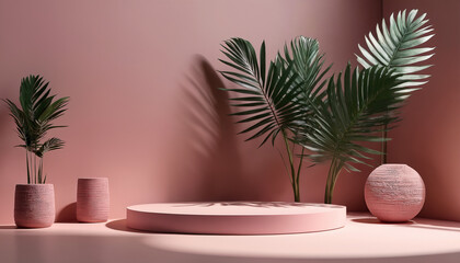Obraz premium empty pink podium background