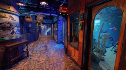 Naklejka premium A virtual reality escape room with complex puzzles and immersive environments