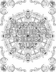 Printable mandala coloring page for kids and adults with affirmation quote for self talk and self care. it helps to succeed and struggle against life to enjoy the tough journey
