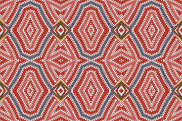 Seamless Ethnic Pattern Design. Ethnic Oriental Ikat Pattern Traditional Design. Ethnic Oriental Pattern Traditional Design for Background, Carpet, Clothing, Wrapping, Fabric, Embroidery