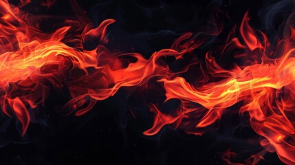 Pattern featuring vibrant red flames against a black background.