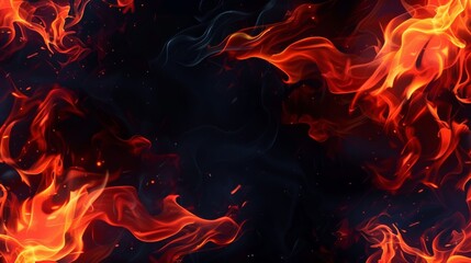 Fire pattern with vibrant red flames set against a contrasting black background.