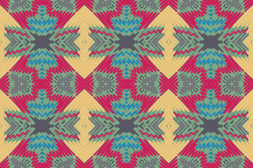 Seamless Ethnic Pattern Design. Ethnic Oriental Ikat Pattern Traditional Design. Ethnic Oriental Pattern Traditional Design for Background, Carpet, Clothing, Wrapping, Fabric, Embroidery