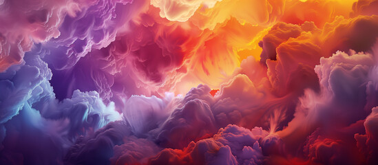 Fototapeta premium 3d rendring colorful clouds, cinematic, vibrant, hyper realistic Color in motion, metaphor on the subject of design, creativity and imagination