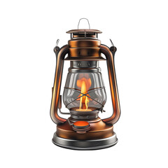 Vintage oil lantern with a glowing flame, showcasing rustic charm and timeless design, perfect for decor and outdoor lighting.