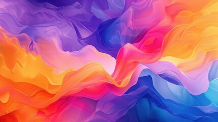 Obraz premium Vibrant abstract wave pattern with colorful swirls blending seamlessly in shades of pink, orange, purple, and blue, creating a dynamic visual effect.