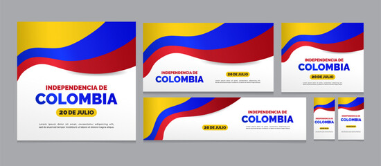 Colombia Independence Day Celebration Social Media Post Template. Vector Illustration