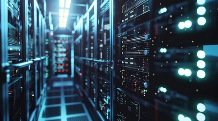 Fototapeta premium A decentralized blockchain data center with enhanced security features and energy efficiency