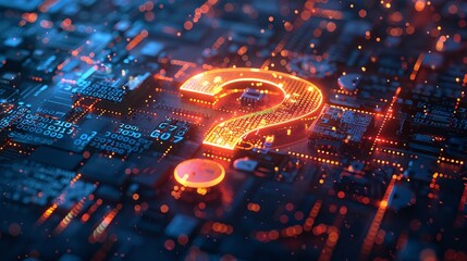 a question mark on a circuit board