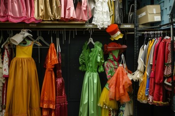 Colorful Dresses Hanging in a Costume Shop