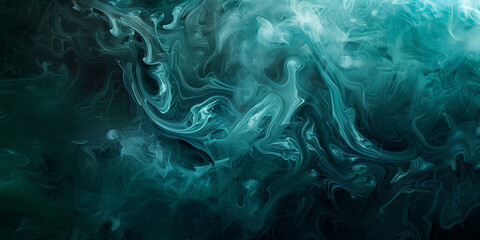 Obraz premium Black Green Colored Oil Canvas Ink. Creative Green And Aquamarine Aquarelle Painting Print. Modern Graphic Spring Spots Fluid. Artistic 