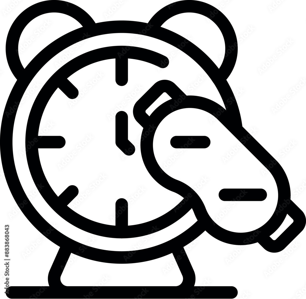Poster alarm clock is showing the time for sleep with an eye mask, perfect for representing sleep time