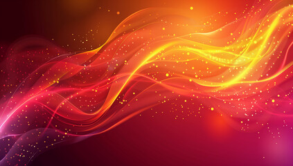 Abstract background with a orange and golden Graphic wave and glowing dots