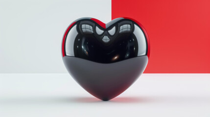 Stunning black heart on a black backdrop. Abstract and vibrant 3D animation.