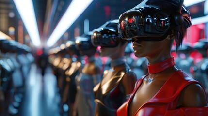 Fototapeta premium A high-tech virtual reality fashion runway with the latest designer collections