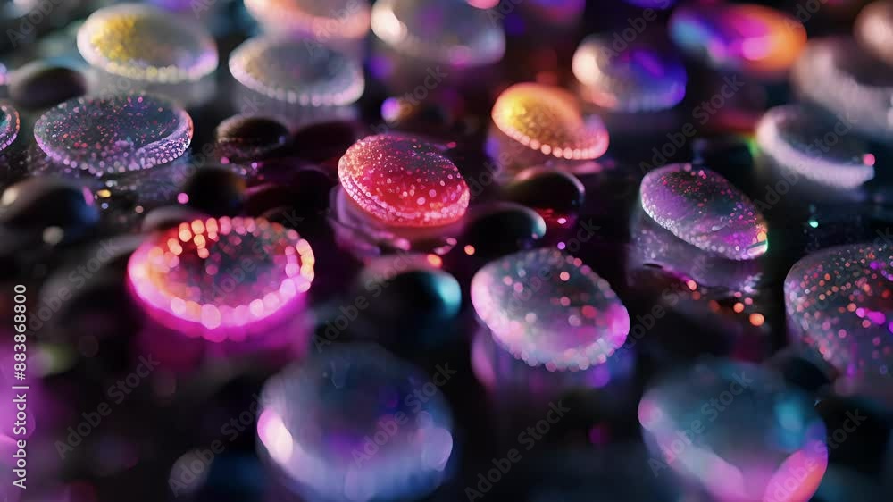 Poster microscopic view of taste buds under different light filters showcasing the different types of senso
