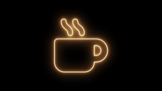 Neon symbol smoking coffee cup. Connection: breakfast, breakfast, lunch.
