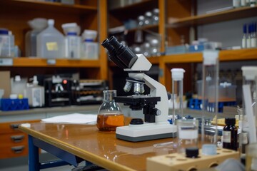 Fototapeta premium A Microscope In A Laboratory Setting