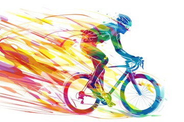 Abstract colorful illustration of cyclist