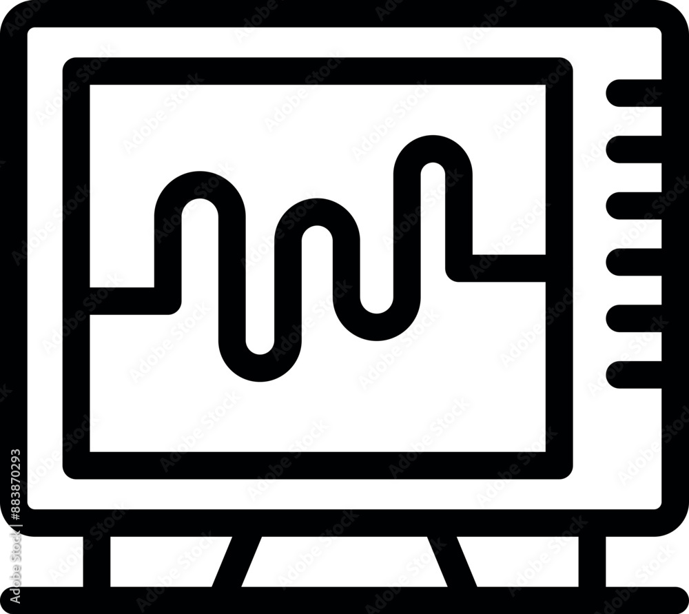 Poster simple icon of an oscilloscope displaying a sinusoidal signal, perfect for electronics projects and 