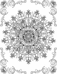 Printable mandala coloring page for kids and adults with affirmation quote for self talk and self care. it helps to succeed and struggle against life to enjoy the tough journey
